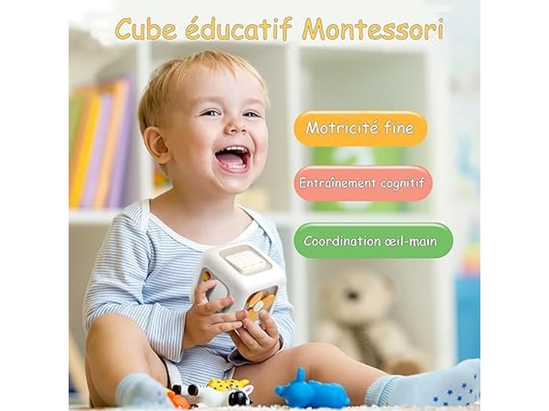 Bukuhlio Cube D’Activités 6 En 1 Pour Bébé 1-3 Ans – Jouet Sensoriel Montessori Éducatif – Voyage Et Maison – Cadeau Garçon Fille 12-18 Mois