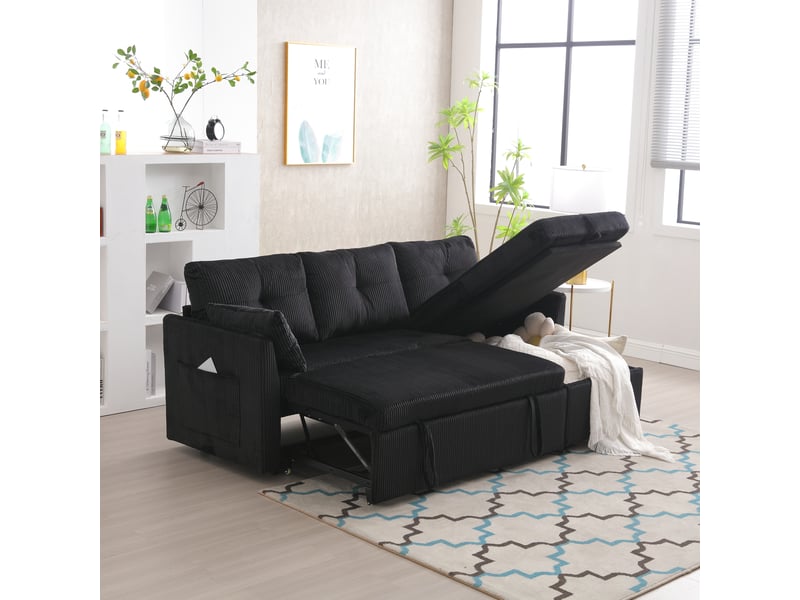 Canapé d'angle l 3 places avec méridienne - rangement intégré + porte- gobelet - livré avec 2 oreillers - salonbureauappartement