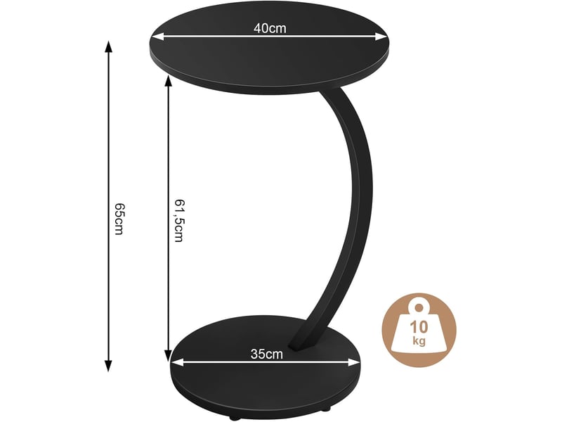 WOLTU Table D'Appoint Forme C - Table Basse Ronde Vintage 40x65cm, Métal Et MDF, BTS21hov