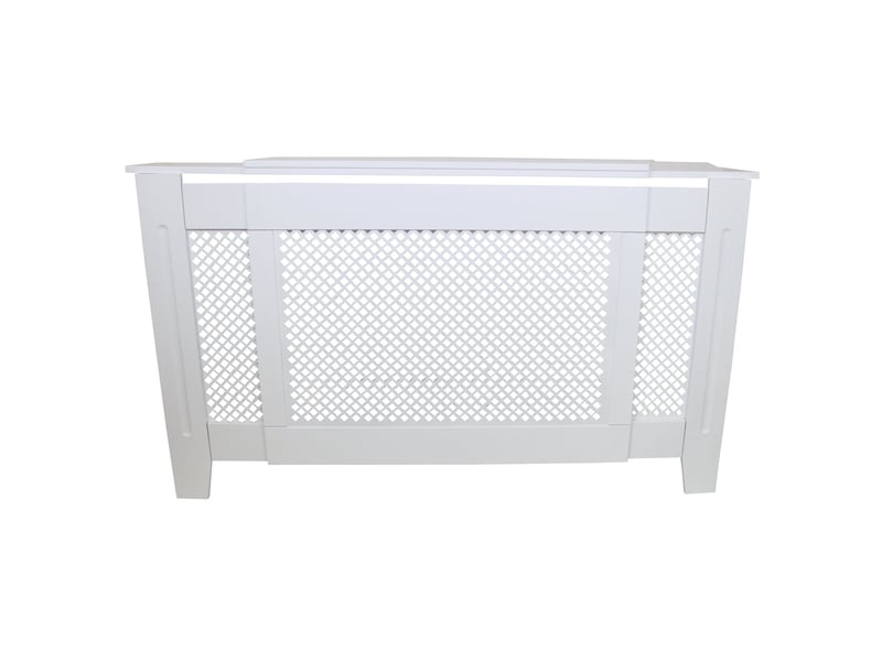 Cache Radiateur Ajustable Extensible MDF Naturel Grillagé 140-192cm X 82cm - Kit Fixation Inclus + Brosse Offerte