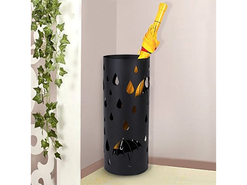 Porte-parapluies Métallique Avec Plateau Récupérateur D'eau - Design élégant Noir Pour Entrée Et Couloir