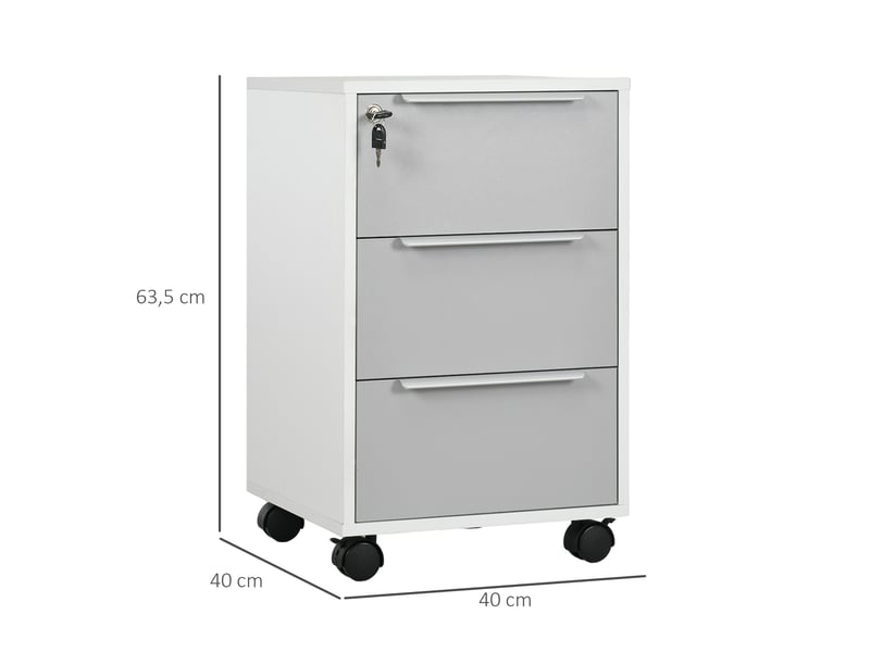 Caisson De Bureau IGOR 3 Tiroirs Verrouillable Sur Roulettes - 40 X 46 X 36 Cm Chêne Sonoma - Rangement Mobile MDF Home Office