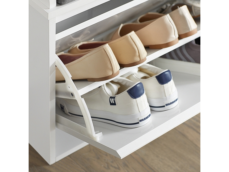 Banc à Chaussures Avec Rangement 4 Compartiments - Naturel, 104 Cm, Charge Max 225 Kg