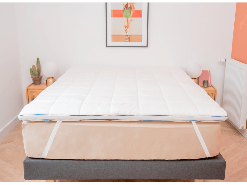 Surmatelas 160x200 Cm épaisseur 4 Cm - Moelleux Ergonomique - Housse Lavable - Avec Sangles De Fixation - 11