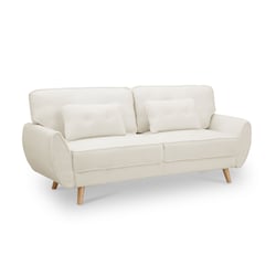 Canapé Convertible Scandinave Kalaya - Tissu Bouclette Blanc écru 140x85cm - DecoInParis