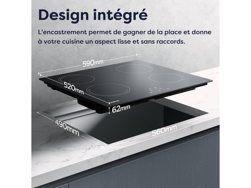 Plaque Induction Portable AMZCHEF 2000W - 10 Niveaux Puissance - Minuterie 3h - Noir