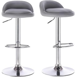 Lot De 2 Tabourets De Bar Tressés - Hauteur Réglable 80-100,5 Cm, Assise Rembourrée, Pivotants 360° - Velours Et Métal