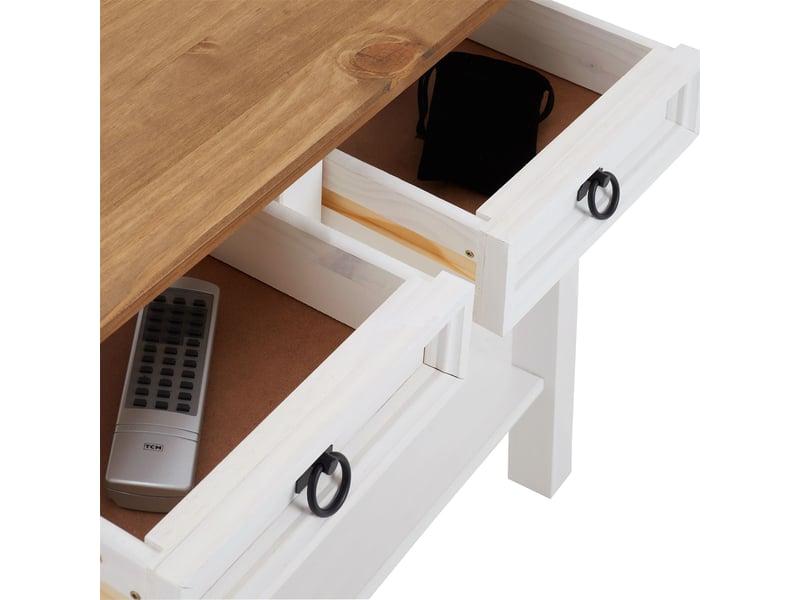 Console Idimex Table console RURAL table d'appoint en pin massif blanc