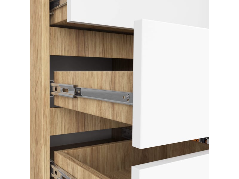 Commode AKORD K-100 - 5 Tiroirs + 1 Porte, Blanche, Idéale Salon Ou Chambre