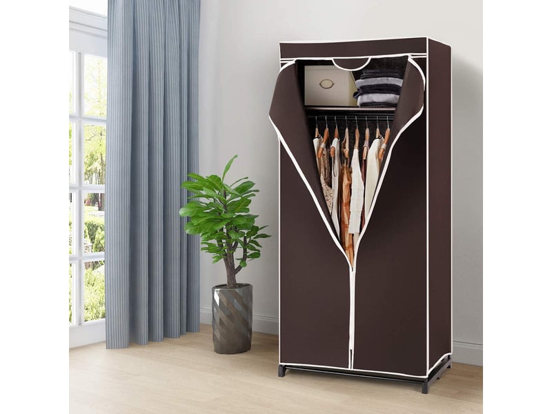 Penderie Tissu Giantex 74x50x172cm - Avec Housse Anti-Poussière, Tringle Et Étages - Rangement Vêtements