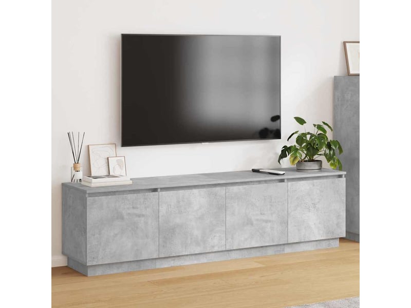 Meuble TV LED 180 Cm Gris Béton - Avec Rangements Et éclairage RGB, Support 70 Kg - 7