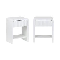 Table De Chevet Bora Avec 2 Tiroirs Et Plateau Pivotant - Blanc, 60x40 Cm (h. 69-89 Cm) - Roulettes