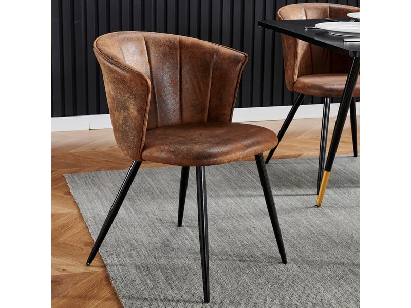 Chaise De Salle à Manger Rétro-moderne Avec Accoudoirs - Velours & Métal - 2 Chaises
