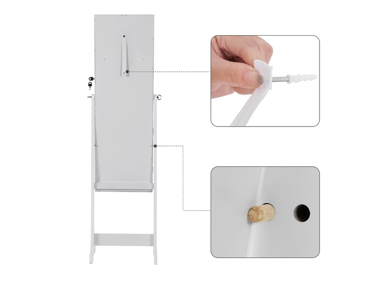Armoire à Bijoux SONGMICS Avec Miroir - 4 étagères, 2 Tiroirs - Éclairage LED - Serrure - Blanc