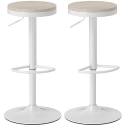 Tabouret De Bar Réglable Lazio - Similicuir Crème - Dossier Et Repose-Pieds - Pivotant 360° - Support 120 Kg