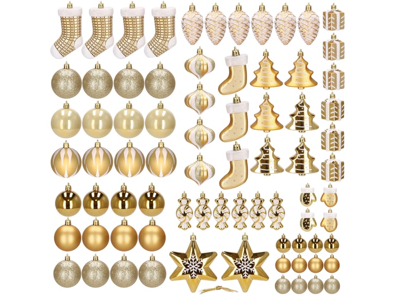 Set De 70 Boules De Noël Incassables | Noir, Blanc Et Or Avec Cordes | Décoration D'arbre, Intérieur, Fêtes - 4