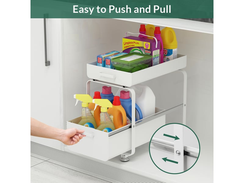 Organiseur Coulissant 2 Niveaux Sous évier – Rangement Cuisine & Salle De Bain