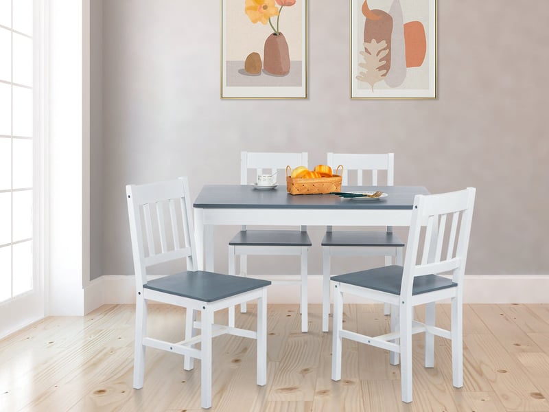 Ensemble Table à Manger 111cm Avec 4 Chaises - Table En Chêne Avec Prises USB Et AC, étagères Réglables - 7