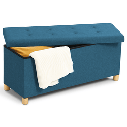 Coffre Pouf Pliable Côtelé Taupe HOME DECO FACTORY HD0274 - Rangement Et Assise 38cm