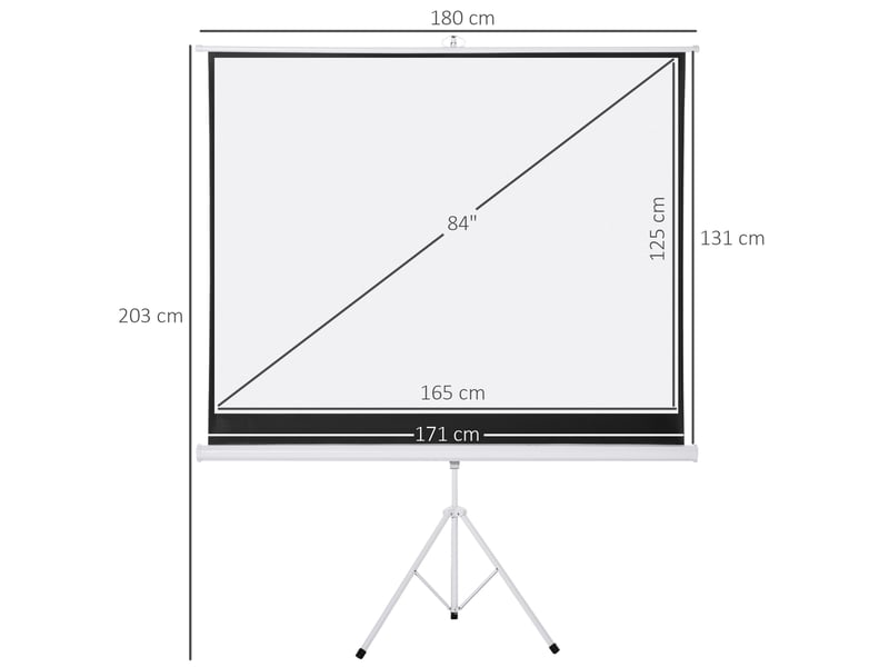 Écran De Projection 84 Pouces Avec Trépied Réglable - Hauteur Jusqu'à 2,5 M, Idéal Cinéma Maison