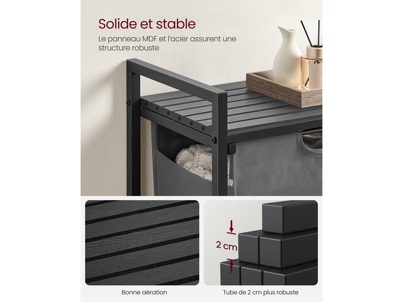 Panier à Linge Pliable 90L Mezzar - Sac Lavable Oxford Avec Poignées - Range Linge Sale Chambre Salle De Bain