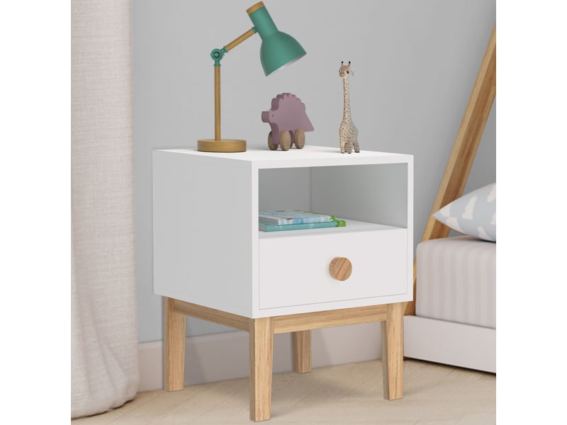 Demeyere Nachttisch Für Kinder – Weiß, 37x33x43 Cm, Mit Schublade, Aus Frankreich
