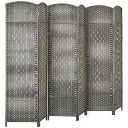 Paravent Pliant à 6 Panneaux 170 Cm De Haut - Tissage Artisanal, Cadre En Bois De Pin - Séparateur De Pièce Extra Large (Noir/Marron) - 11