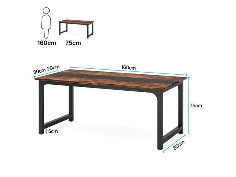 TecTake Table à Manger Ronde 80x76 Cm Style Industriel - Bois Foncé Et Acier - Salle à Manger Cuisine