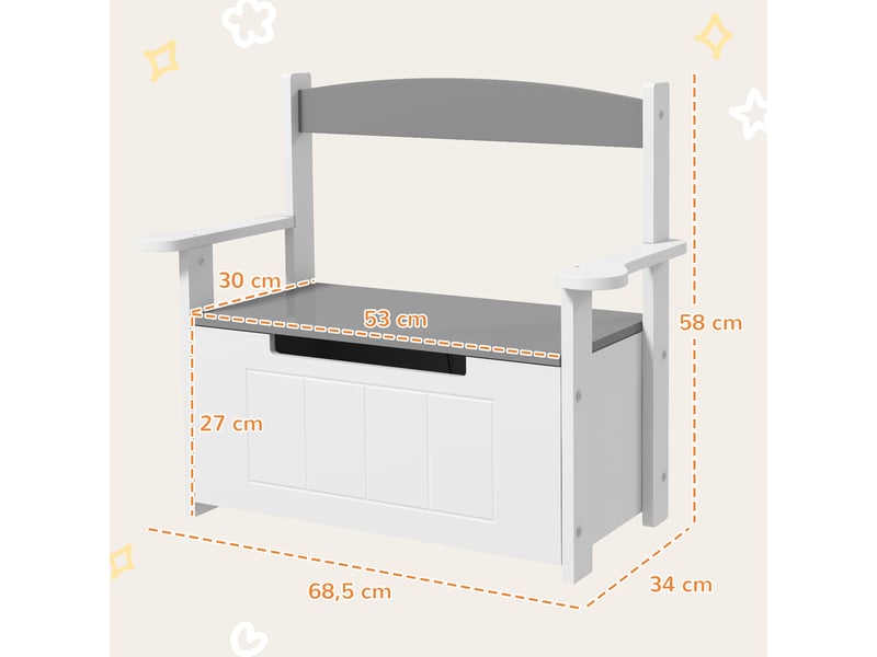 Coffre à Jouets Banc 2 En 1 HOMCOM - 60x30x50 Cm, Rose, Rangement Jouets + Siège (40 Kg), Couvercle Sécurisé à Pression
