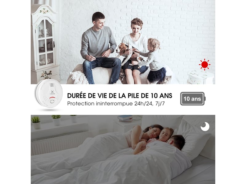 X-Sense Détecteur De Fumée 10 Ans - Norme EN14604, Pile Longue Durée, SD11