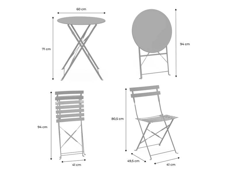 Table Jardin Pliante Avec Chaises Set Table Bistrot Pliante Sweeek - 70x70cm 2 Chaises - Bleu Canard - Acier Ensemble Pliable Bleu Canard