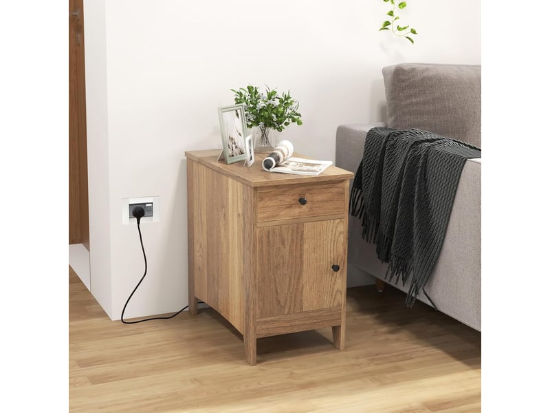KOMFOTTEU Lot De 2 Table D'Appoint, Bout De Canapé Multifonction, 2 Étagères Ouvertes, Petit Meuble Salon En Bois, Design Asymétrique, 40 X 40 X 70 Cm, Gris