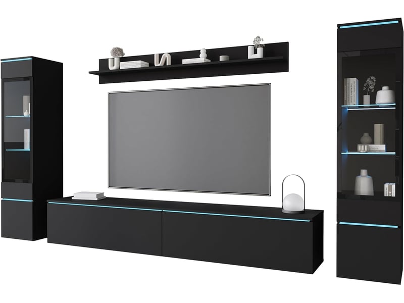 Ensemble De Meubles De Salon Moderne Slavic – 4 éléments, Meuble TV, étagères, Design Sans Poignées - 11