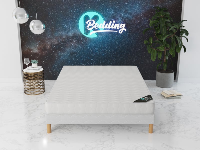 Ensemble Matelas + Lit Sensoreve 120x190cm - Matelas Elekctra Ressorts Ensachés & Mémoire De Forme 30cm - Sommier Bois Stable - Revêtement Gris
