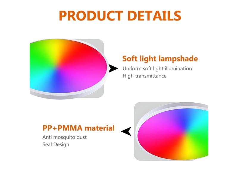 Plafonnier LED Moderne 6 Cercles, 76W, Dimmable 3000K-6500K, Compatible Alexa/Google Home, Télécommande, Pour Salon/chambre