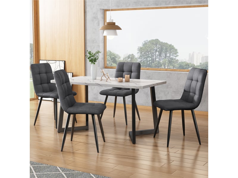 Ensemble Table Et 2 Chaises De Salle à Manger HOMCOM - Table Rectangulaire 90x47 Cm, Chaises Style Tabouret - Design Effet Bois Gris, Cadre Acier - 14