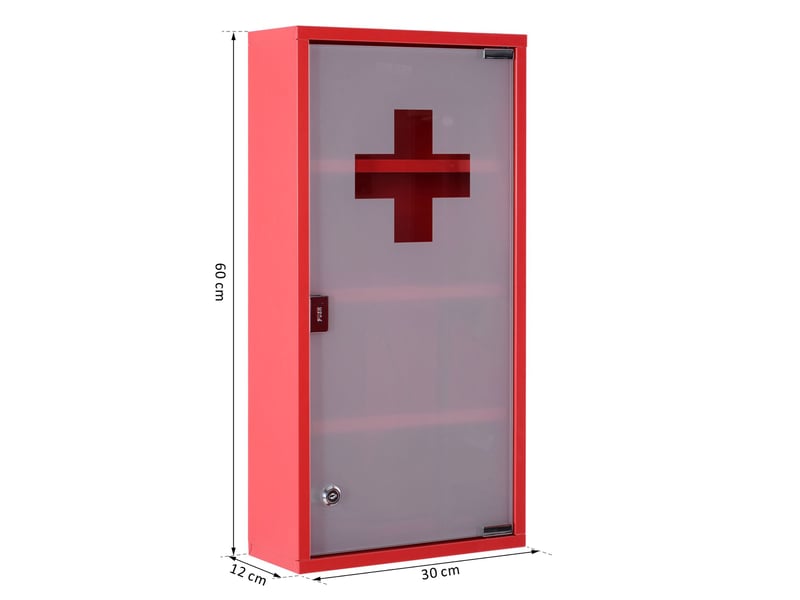 Armoire à Pharmacie Wenko 3 Niveaux Avec Serrure - Porte Verre Satiné - Acier Inox - 30x12x40 Cm - Argent