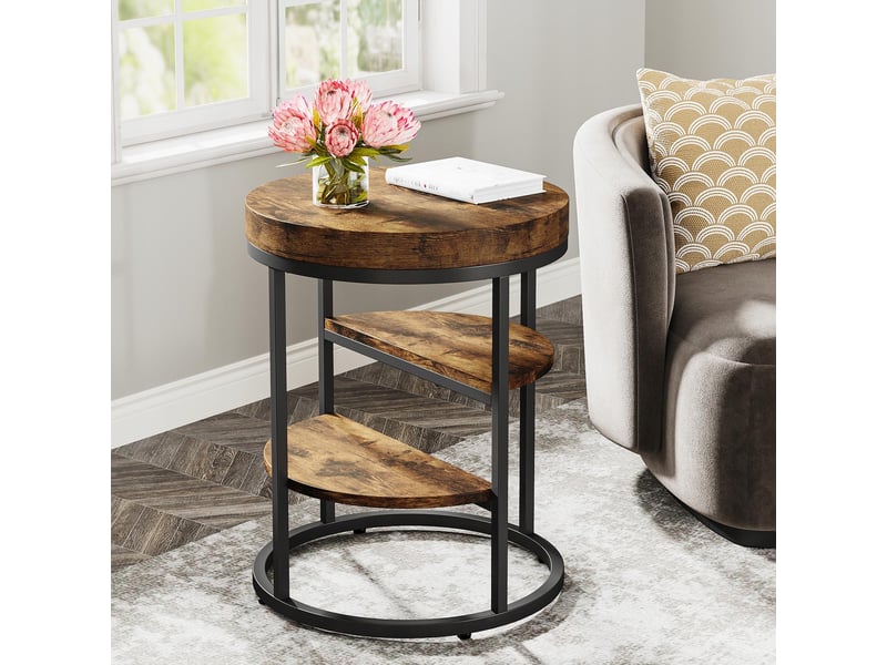 Hanobe Table Basse D'Appoint Ronde – Style Moderne Métallisé Or/Argent – Diamètre 45 Cm – Idéale Petite Espace Salon Chambre