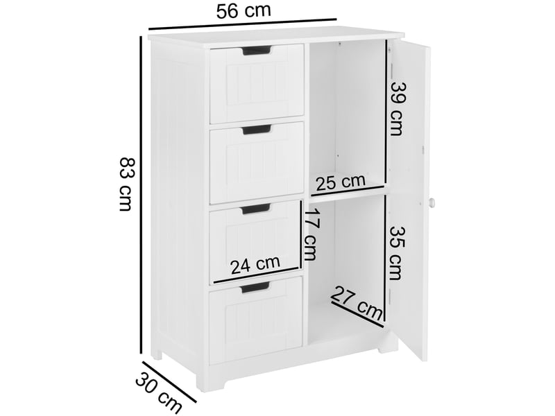 Meuble Salle à Manger Rangement Finebuy Buffet Bois 90 X 75 X 30 Cm 1 Tiroir 3 Portes | Commode De La Chambre Design Moderne Buffet Blanc