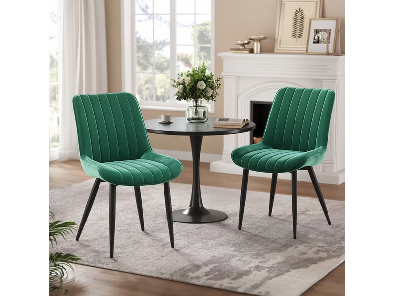 Lot de 2 chaises de salle à manger rembourrées en velours gris