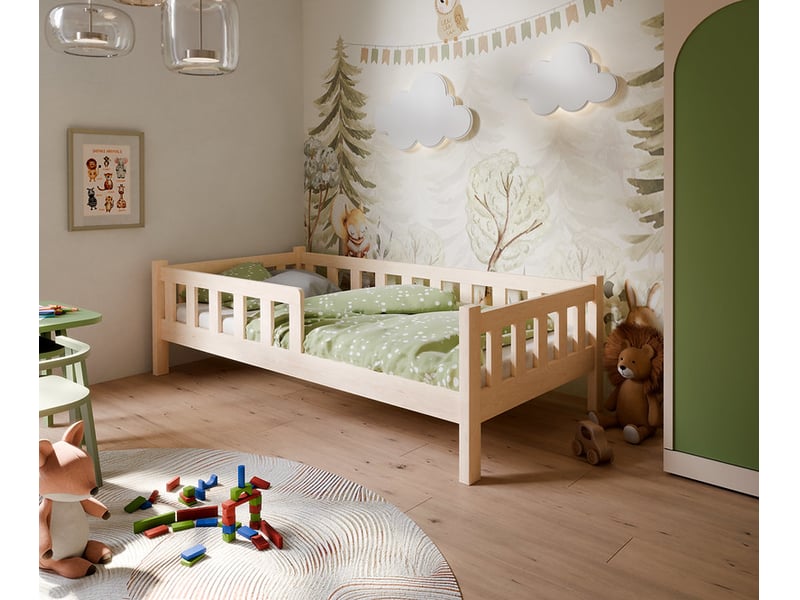 Lit Enfant Blanc 160x80cm Avec Sommier à Lattes Intégré - Bois Pin - Sans Matelas - Neuf