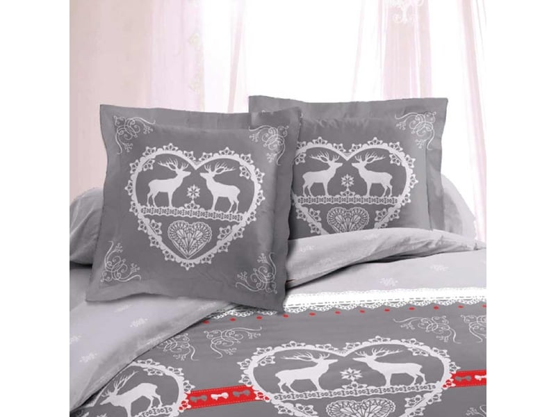 Parure De Draps 100% Coton Motifs Alpes - Tailles 90x190 à 160x200 Cm, Bleu Et Blanc, Esprit Montagne