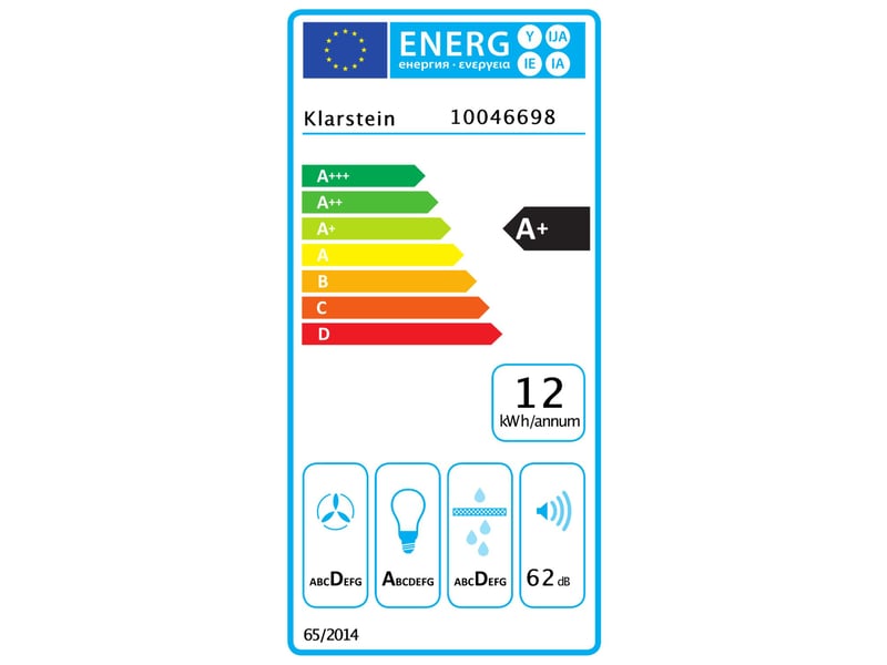 Hotte Aspirante Klarstein SlimVent 60 Cm - 200 M³/h, Classe A+, 52 DB, Filtres Lavables, LED - Gain De Place, Design Plat
