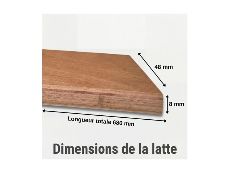 EBAC Literie 10 Lattes Bois + Embouts 680x48x8 Mm - Pour Sommier BZ Clic Clac