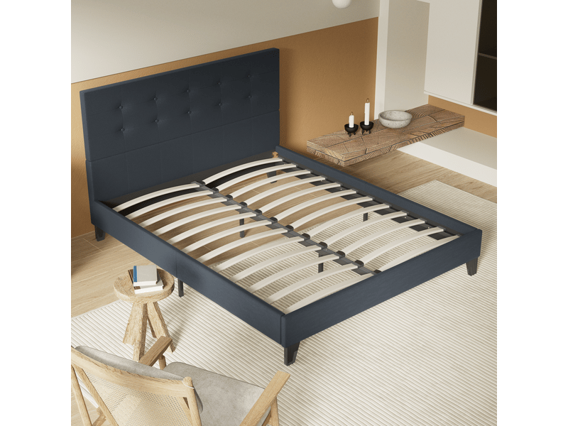Lit Avec Tête De Lit Capitonnée Et Sommier Intégré - 120x190 Cm - Blanc Simili - Stable Avec Traverses Renforcées - 12