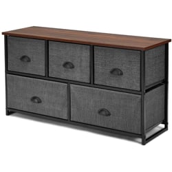 Commode 7 Tiroirs En Tissu Style Rustique - Meuble Rangement 100x30x78cm Pour Chambre, Salon, Bureau - 8