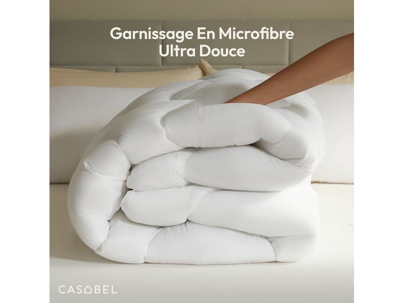 Couette 200x200 Cm Grand Froid - Garnissage 700 GSM Fibre Creuse, Anti-acarien, Lavable Machine, Blanc, Pour 1/2 Personnes - 7