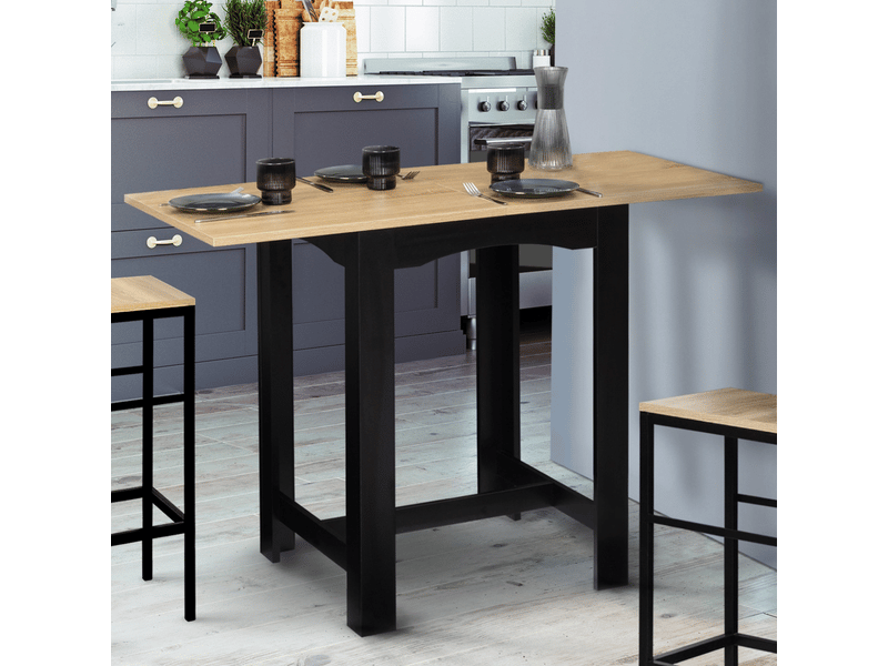Table De Bar Rectangulaire Acier Inoxydable Noir - Hauteur Réglable 70-90 Cm - Style Industriel Compact