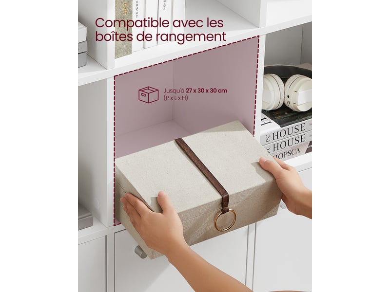 Bibliothèque Blanche HOMASIS 60x30x96,5 Cm - Étages Réglables - Multifonction Salon, Entrée, Bureau