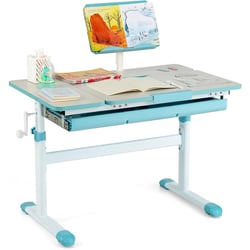 Bureau Enfant Réglable Avec Chaise - Motif Cartoon - Tiroir - Hauteur Ajustable 94-102cm